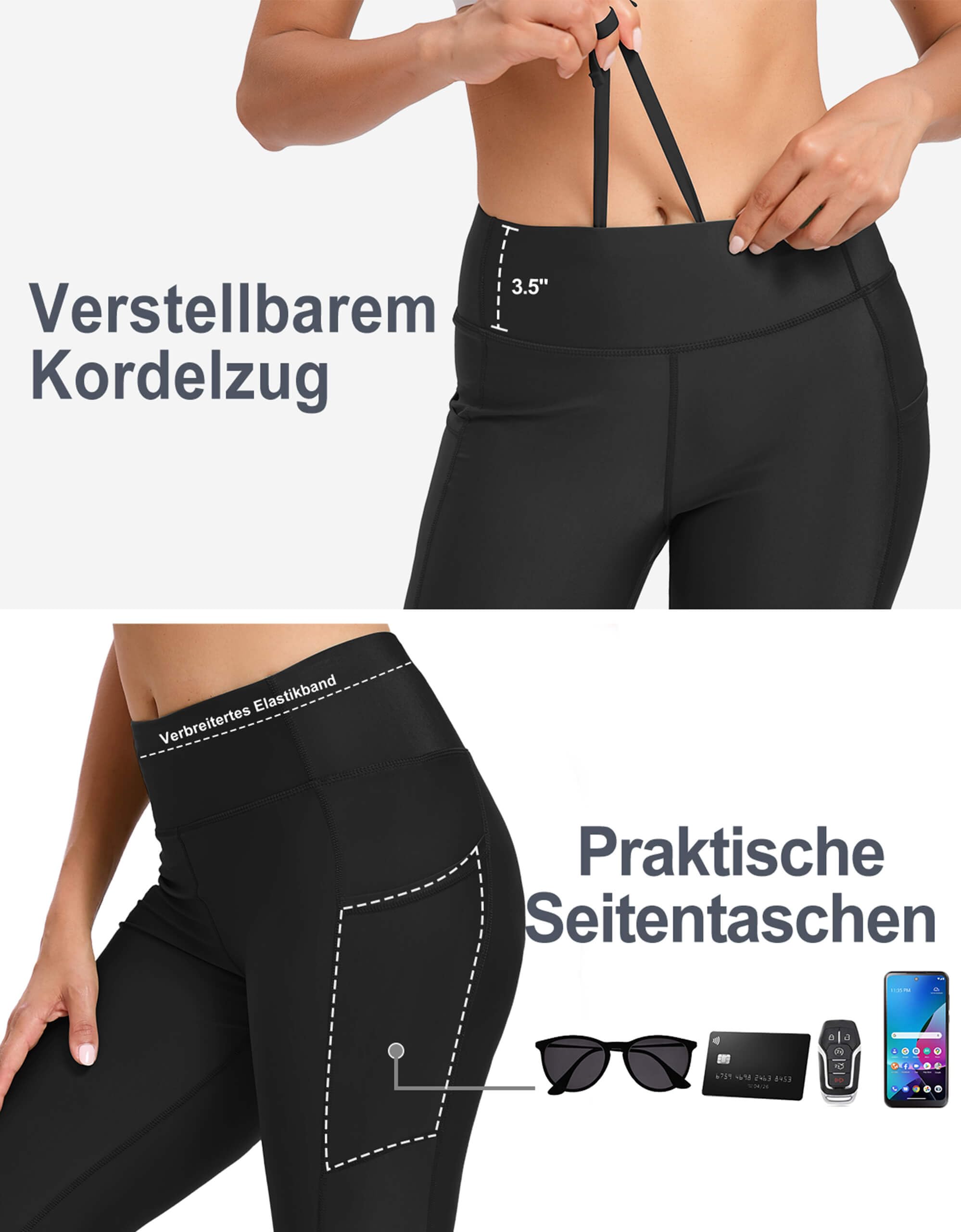 Bañador para mujer, cintura alta, protección UV, UPF 50+, secado rápido, resistente al cloro, con slip interior y bolsillos, cordón ajustable