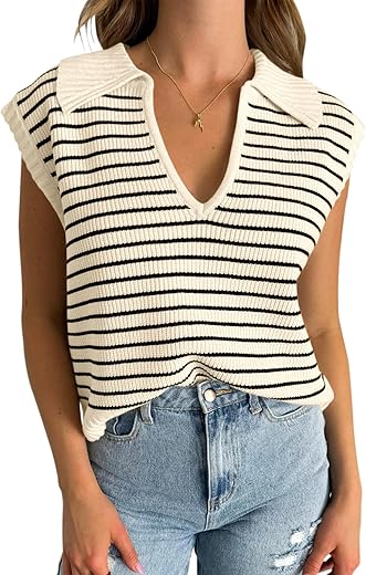 Yousify Summer Sweaters for Women 2025 V Neck Cap Sleeve Tops Sleeveless...
