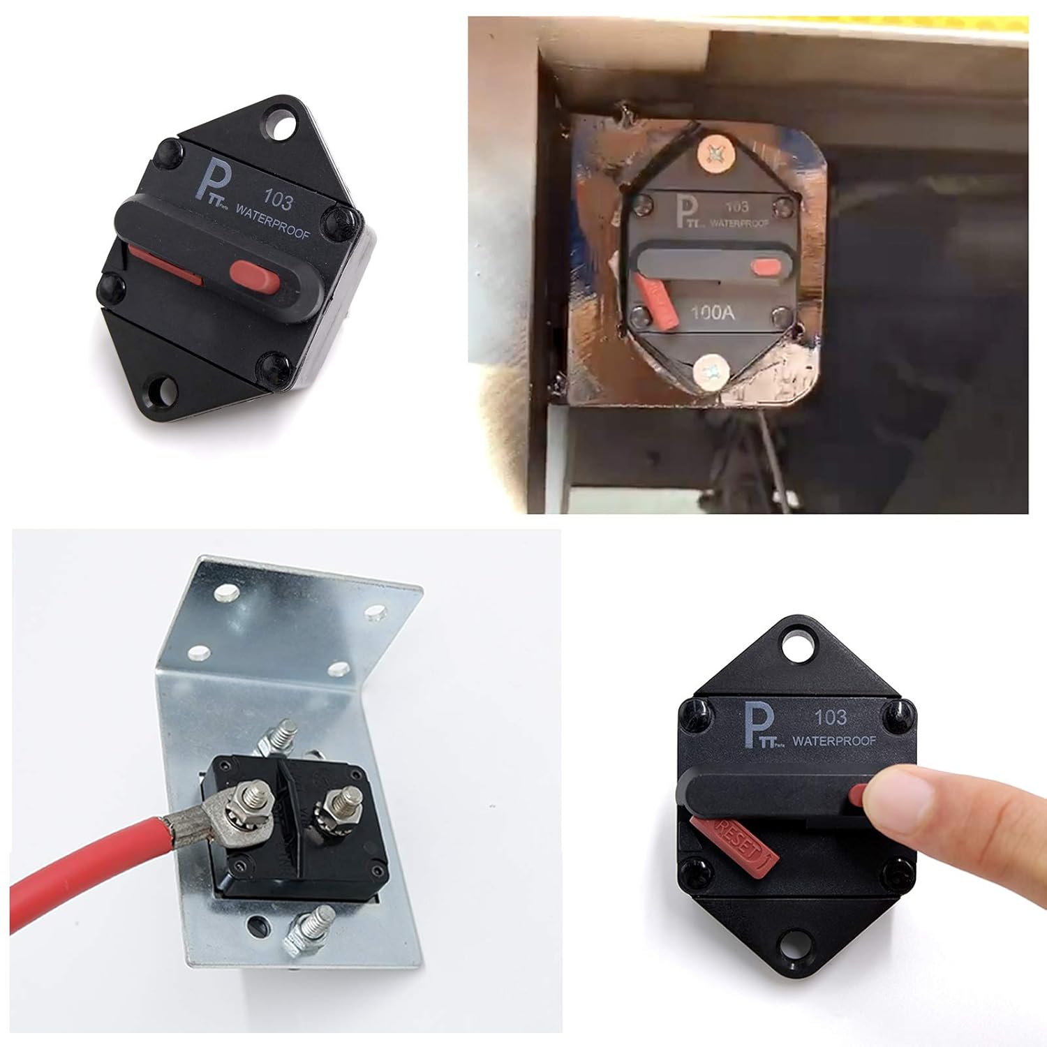 Photo-Top Hi-Amp Circuit Breaker T3+Switch with Manual Reset, Water Proof (Panel Mount, 130A) : Automotive