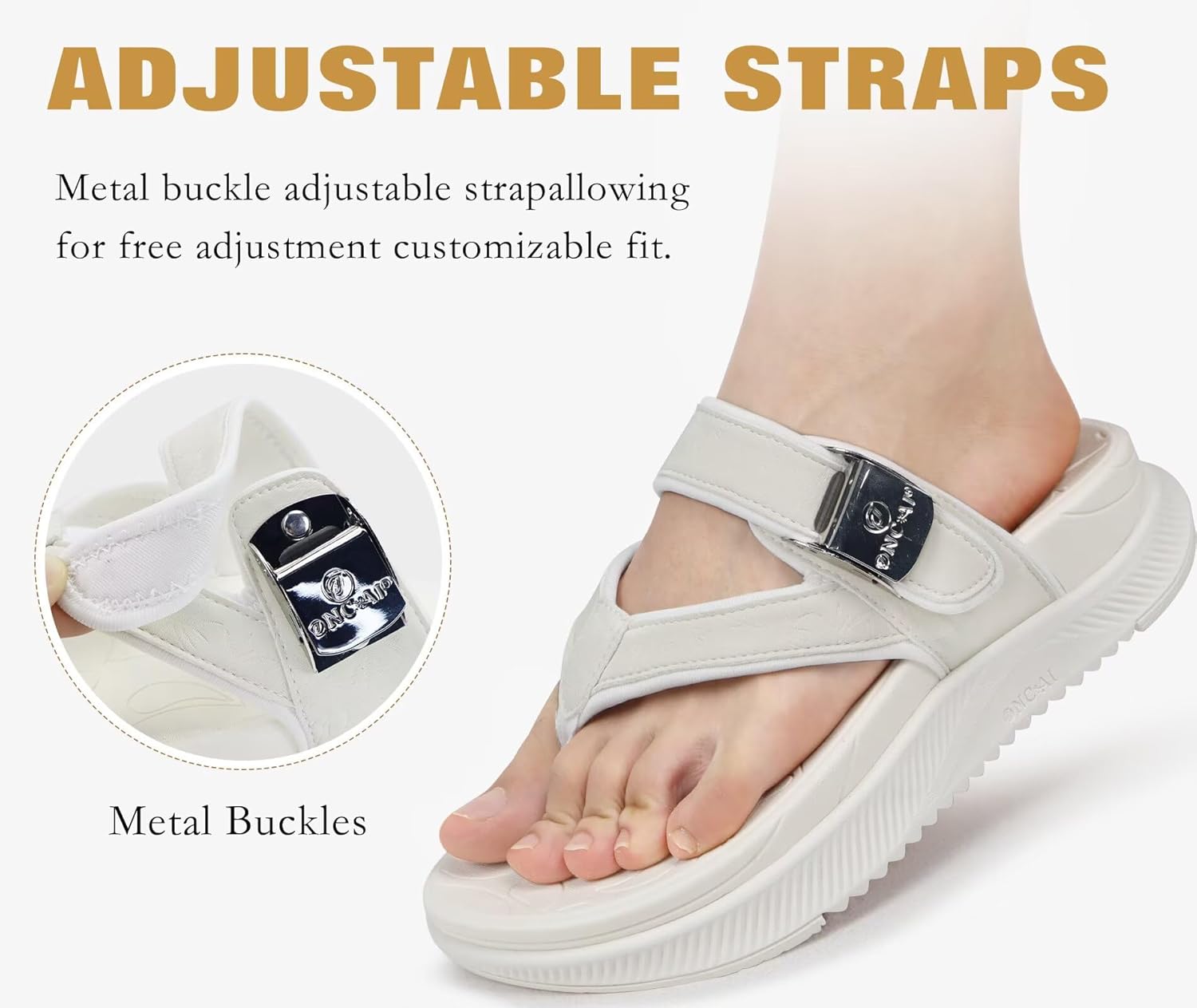 ONCAI Women’s Platform Flip Flops with Arch Support Summer Beach Dressy Trendy Walking Sandals and Thick Outdoor Rubber Soles Size 6-12 - Image 4