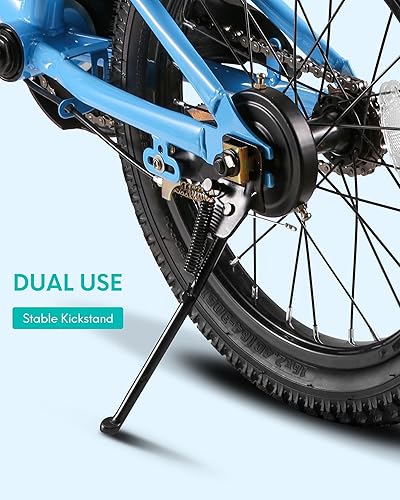 Miniatura 6 de BODIOO Bicicleta infantil para niños y niñas, bicicleta de 16 pulgadas con soporte de entrenamiento, marco resistente, asiento ajustable, freno de