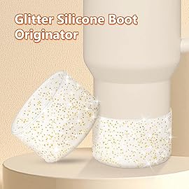 WUQID Protective Bling Silicone Boot Sleeve, Compatible with Stanley Tumbler 20-40oz & Hydro Flask Bottle 12oz-24oz, Glitter Reduces Dents Sleeve Cover for More Bottles/Tumblers Bottom of 2.83-2.95in