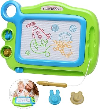Toddler Toys for Girls Boys Age 3 4 5 Year Old, Magnetic Drawing Board with 1 Pen, Erasable Writing Doodle Board for Kids with 2 Stamps, A Etch Birthay Gift for 3 Year Old Travel Toys Sketch Boards