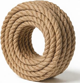 Twisted Manila Rope (1 Inch x 20 Feet) Natural Jute Rope Thick Hemp Rope for Crafts, Docks, Railings, Swing, Decorating