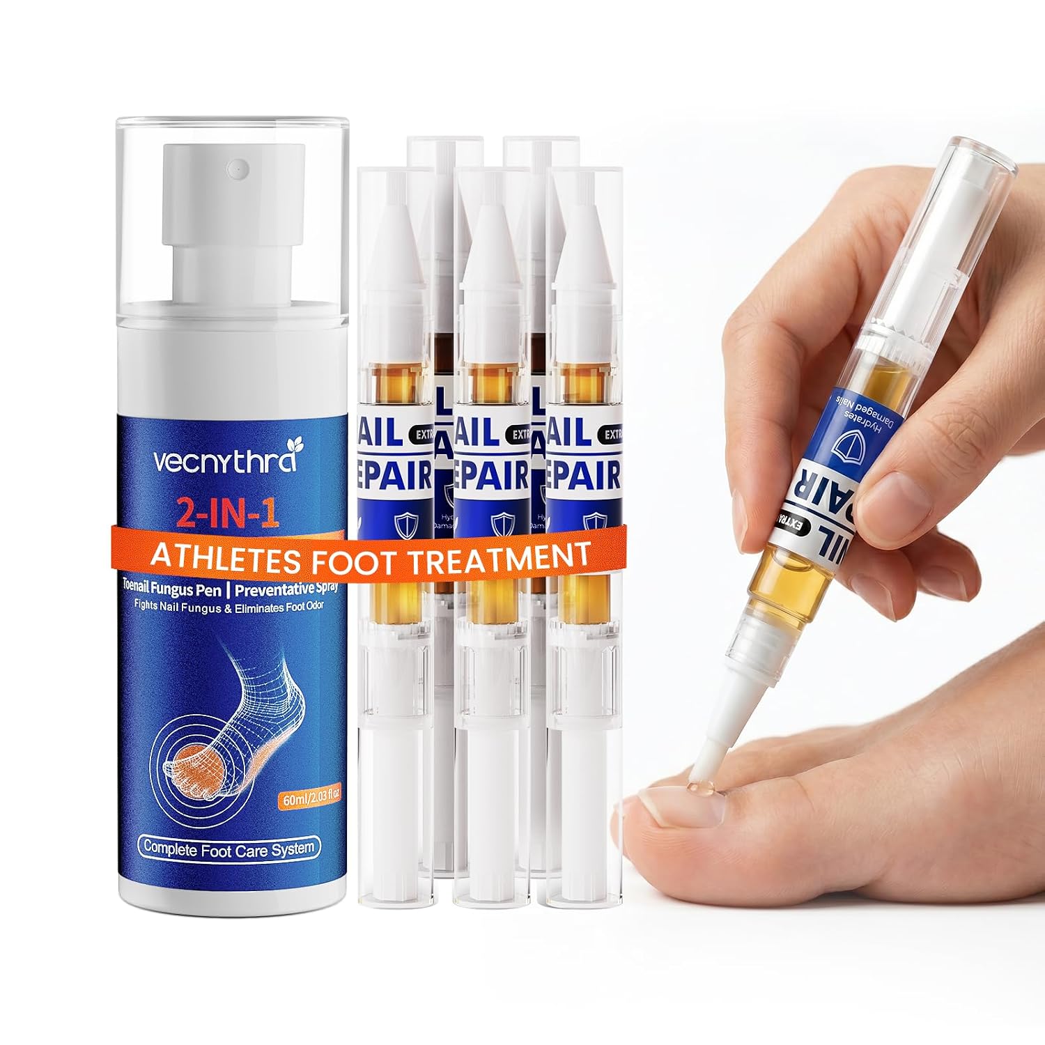 KTS Toenail Fungus Treatment Extra Strength with Athletes Foot Spray - Nail Repair Kit for Discolored Nails - 25% Undecylenic Acid Pen & 2% Miconazole Nitrate Solution for Runners & Swimmers