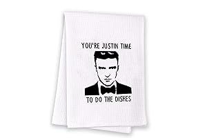 GJTIM Justin Inspired Dish Towel "You're Justin Time to Do The Dishes"