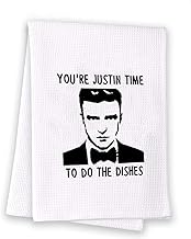 GJTIM Justin Inspired Dish Towel You’re Justin Time to Do The Dishes Flour Sack Kitchen Towel Farmhouse Kitchen Decor (Justin Time Kitchen)