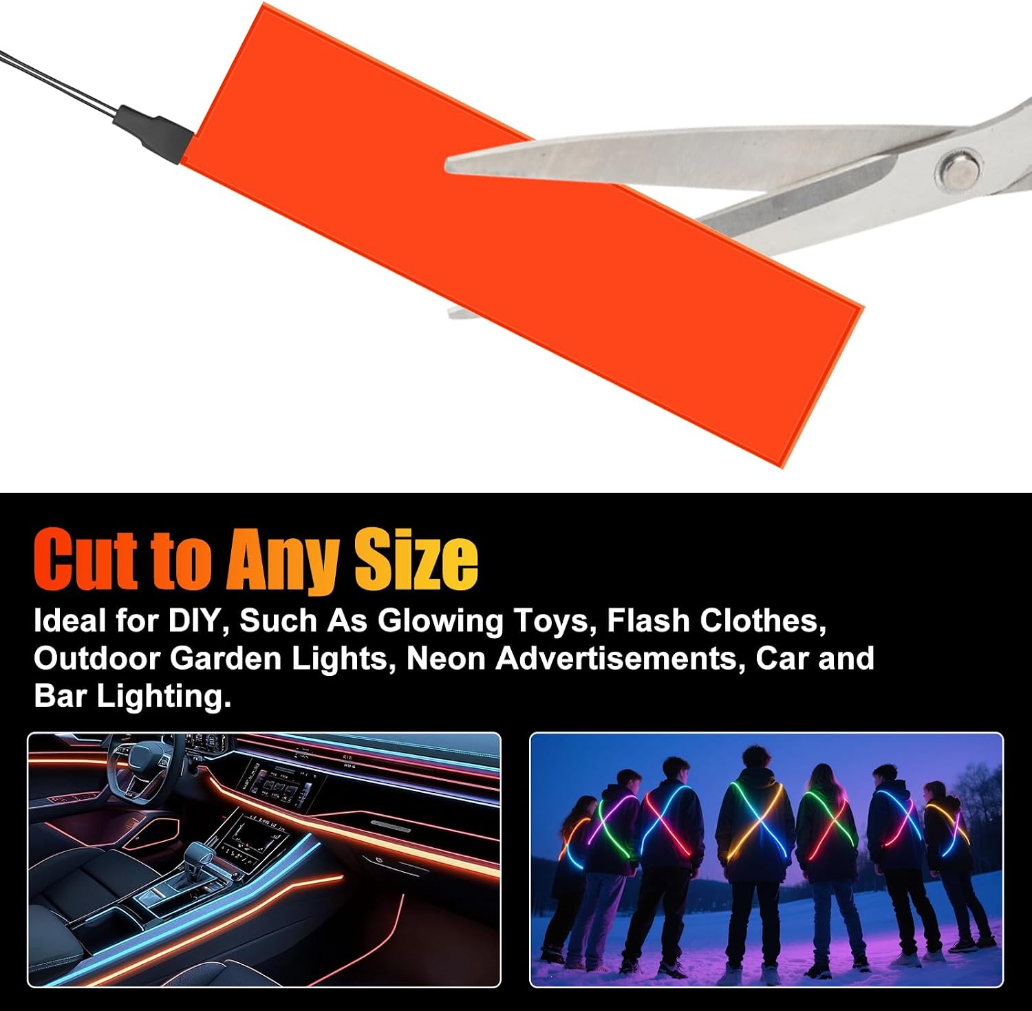 Flexible Led Panel,Electroluminescent Panel Sheet EL Tape Cuttable Soft for Mask Eye Cosplay Party Decor DIY-Continuous/Slow Flash/Fast Strobe 3x24 cm Lightblue (red, 5 * 30) image 4
