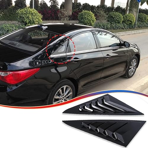 2 unids trasero ventana lateral persianas cubierta cubierta cubierta persianas ajuste para Hyundai Sonata 2011 2012 2013 2014 - ABS negro brillante