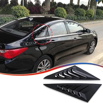 MUXEE 2Pcs Rear Side Window Louvers Air Vent Scoop Shades Cover Blinds Trim for Hyundai Sonata 2011 2012 2013 2014 - ABS Bright Black Sport Interior Accessories