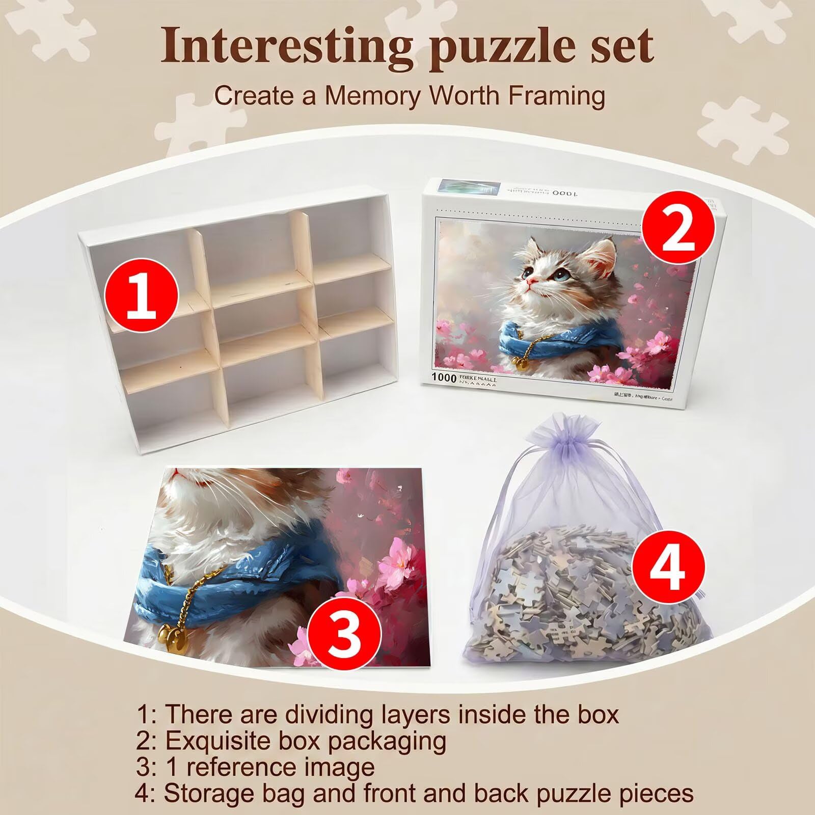 gatto animale domestico Puzzle 6000 Pezzi per Adulti, Puzzle in Legno -Collezione Classica con Poster Incluso - Sfida di Concentrazione e Passatempo Antistress, Gioco per Famiglia, 179 x 105 cm f0-681