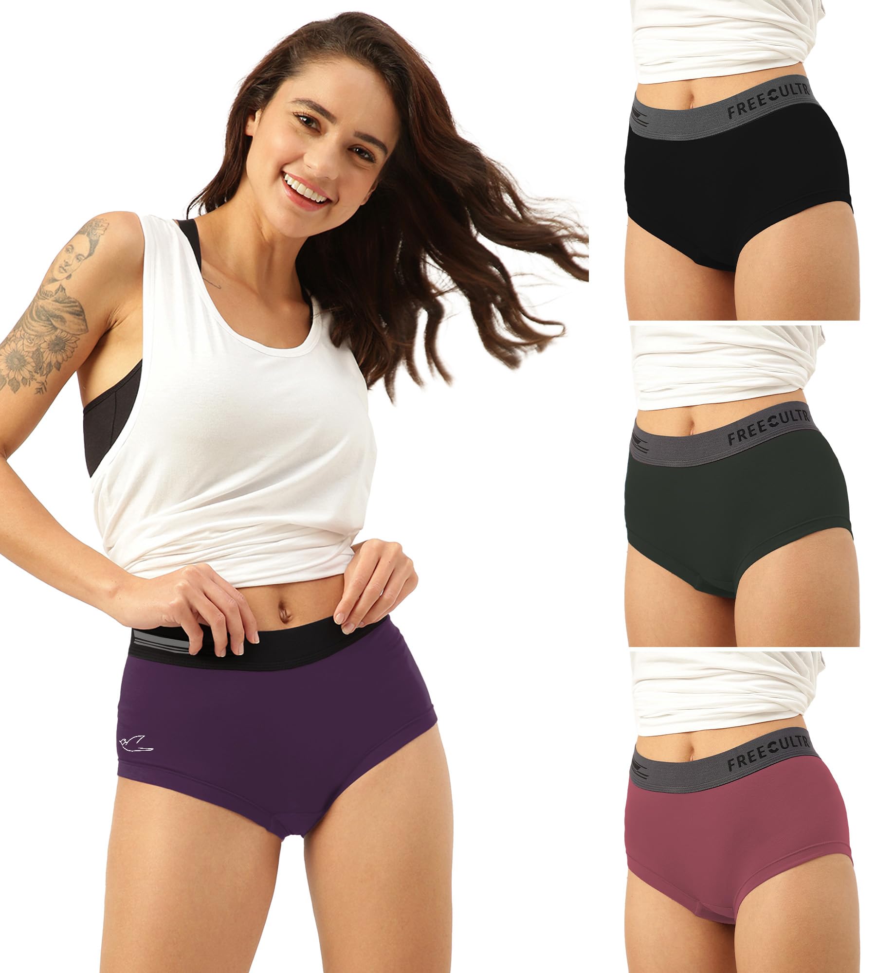 freecultr Women's Underwear Antibacterial Micromodal Airsoft | Boxer Briefs | No-Itch, No-Chafing, Sweat-Proof & Ultra-Soft Fabric for Everyday Wear (Pack of 4)-picture-20