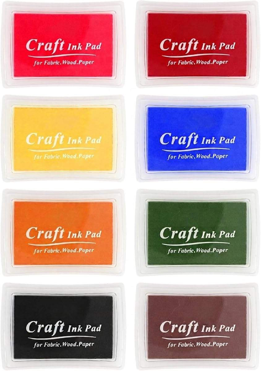 HAFFUZI 8 Color Washable Stamp Pads for Kids, Craft Ink Pads for Rubber Stamps | Multi-purpose craft ink pads for DIY, paper, fabric, wood, and scrapbooking. Ideal for creating fingerprint stamps