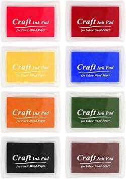HAFFUZI Washable Stamp Pads for Kids, Ink Pads for Rubber Stamps, 8 Color Craft Ink Pads for DIY,Paper,Fabric Wood, Scrapbooking,Fingerprint Stamps