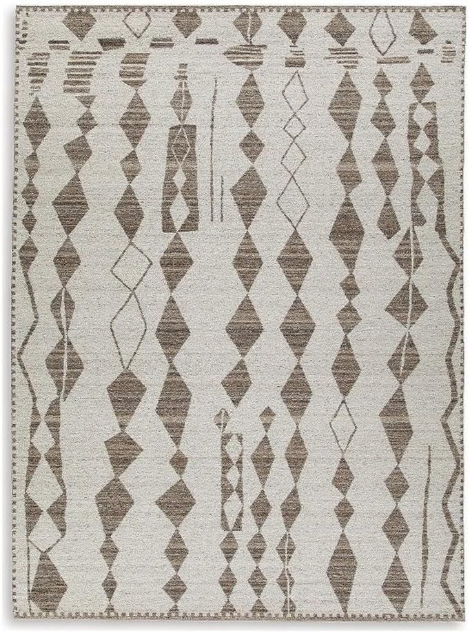 BOWERY HILL Contemporary Polyester Beige & Brown Extra Large Rug