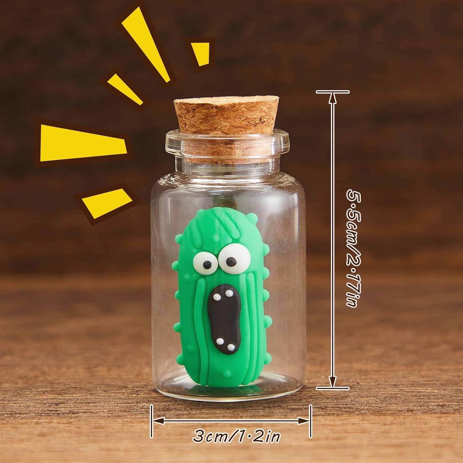 RoundFunny 12 Pieces Support Pickle in a Bottle Gift Bulk Spoof Emotional Screaming Mini Glass Jars Miniature Stress Reliever Toy Inspirational Positive Gift for Pickle Lovers