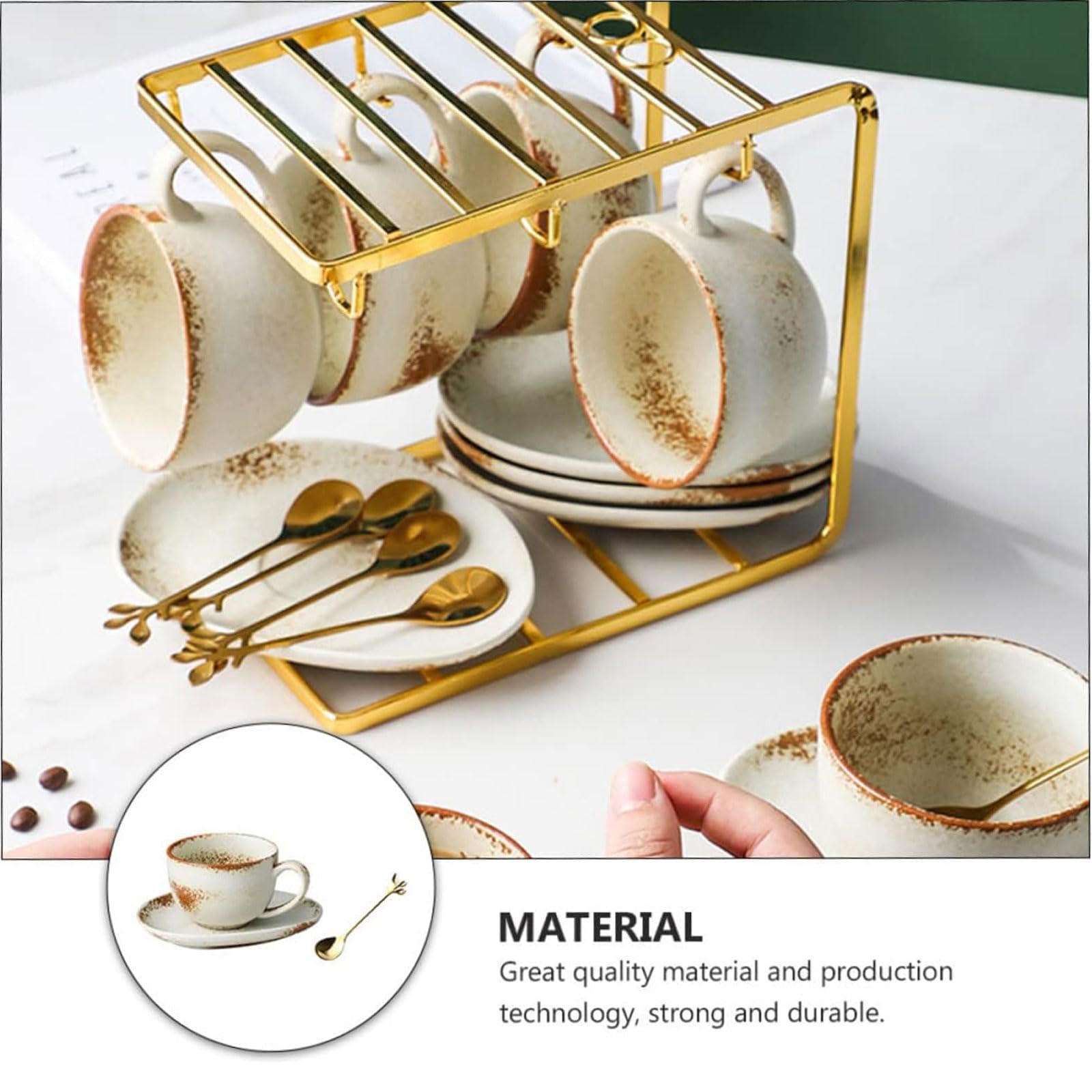 Taza de té 1 Juego de Taza de café, Taza de Leche Mocha, Juego de Platos de cerámica de Estilo Europeo con Mango y platillo Adecuado para cafeterías, restaurantes y hoteles Taza de café