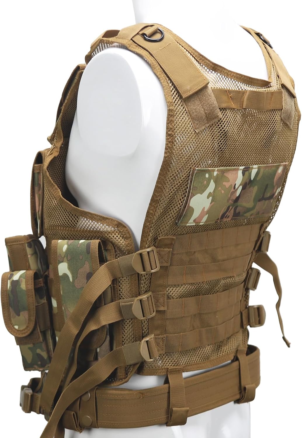 Tactical Combat Vest with Holster for Men Airsoft Training Black Lightweight