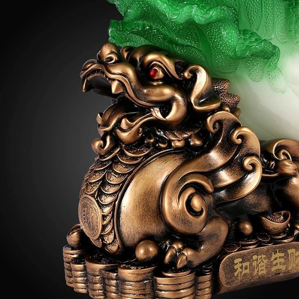 Statue Feng Shui di Buon auspicio Giada Resina Cavolo Ornamenti Decorazioni Vino Apertura Armadio Regali per la casa per la Famiglia Soggiorno TV 0619