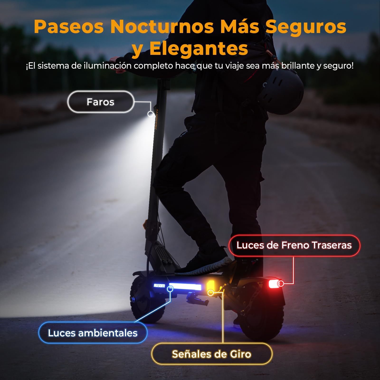 Patinete Eléctrico Adultos Ausom DT2 Pro, Batería 23,4 Ah 52 V, Autonomía 100-115KM, Ruedas 10x3.0 Todoterreno, Plegable Scooter Electrico