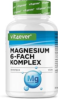 vit4ever Magnesium Komplex hochdosiert 375 mg - 6-fach mit hohem Bisglycinat-Anteil - 300 Kapseln (100 Tage) - mit Citrat, Malat, Ascorbat, Laktat - vegan, ohne unnötige Zusatzstoffe, laborgeprüft