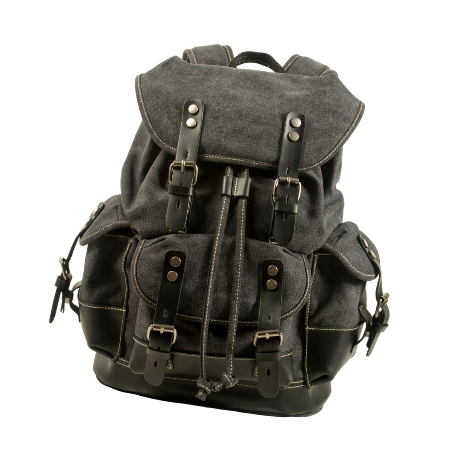 CALANDIS™ Canvas Backpack Outdoor Portable Casual Daypack for Fishing Trekking Camping Dark Gray | Camping Ice Boxes Coolers | Camping Cooking Supplies | Camping Hiking | Outdoor Sports-image-48