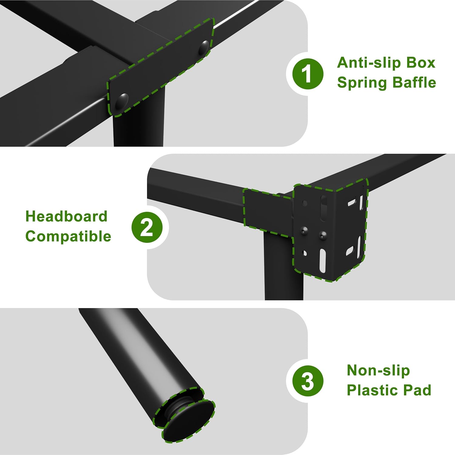 EMODA 7 Inch Twin XL Bed Frames Base for Box Spring and Mattress, 6 Legs Support Sturdy Metal Platform Tool-Free and Easy Assembly, Black