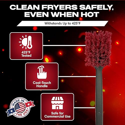 Miniatura 2 de FryOilSaver Co. - Cepillo de limpieza para freidora de 20 pulgadas, resistente al calor, hasta 425F, para freidoras de cocina, plancha, parrillas,