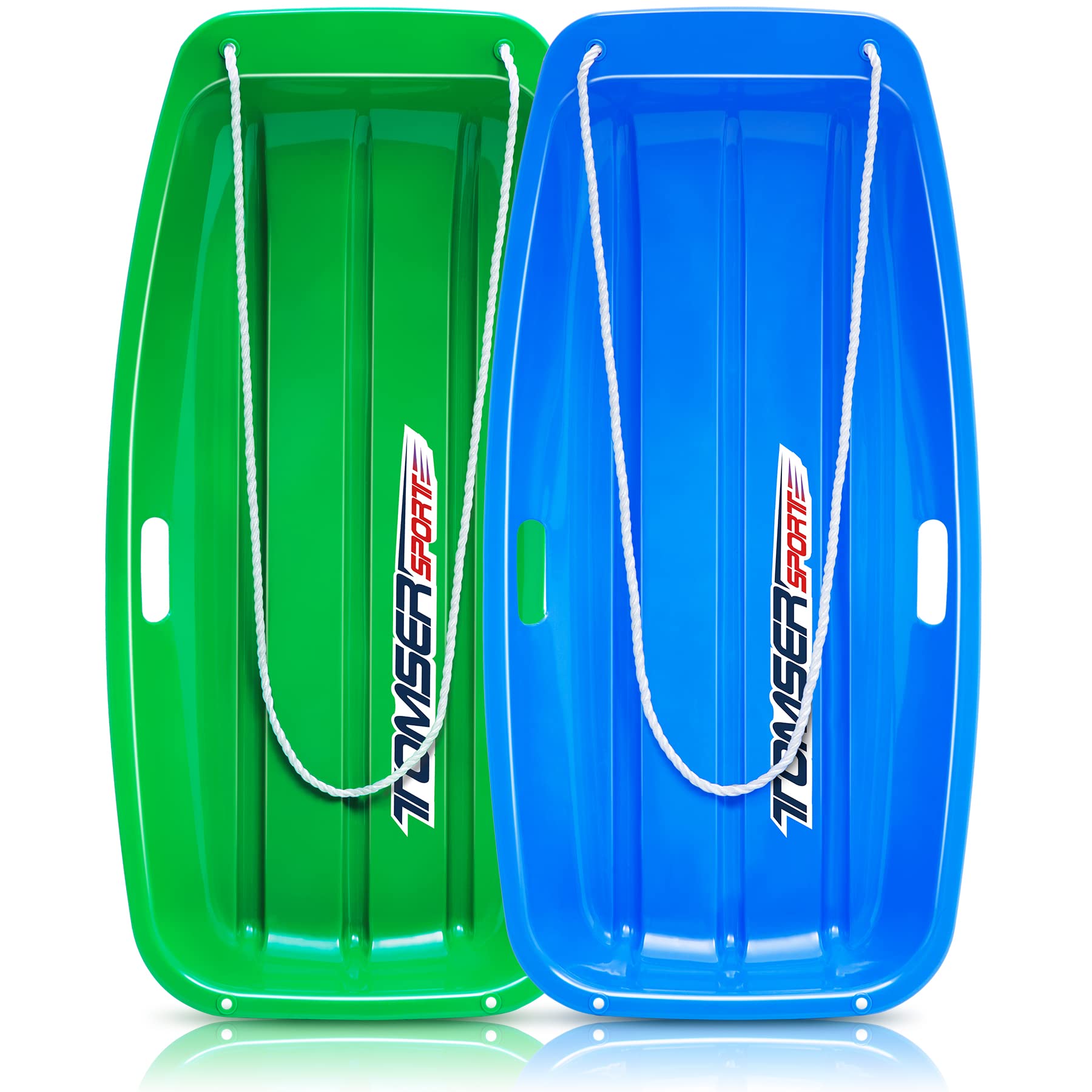 Buy tomser 35 Inch Utility Snow Sled, 2 Pack Flexible Sleds for Kids