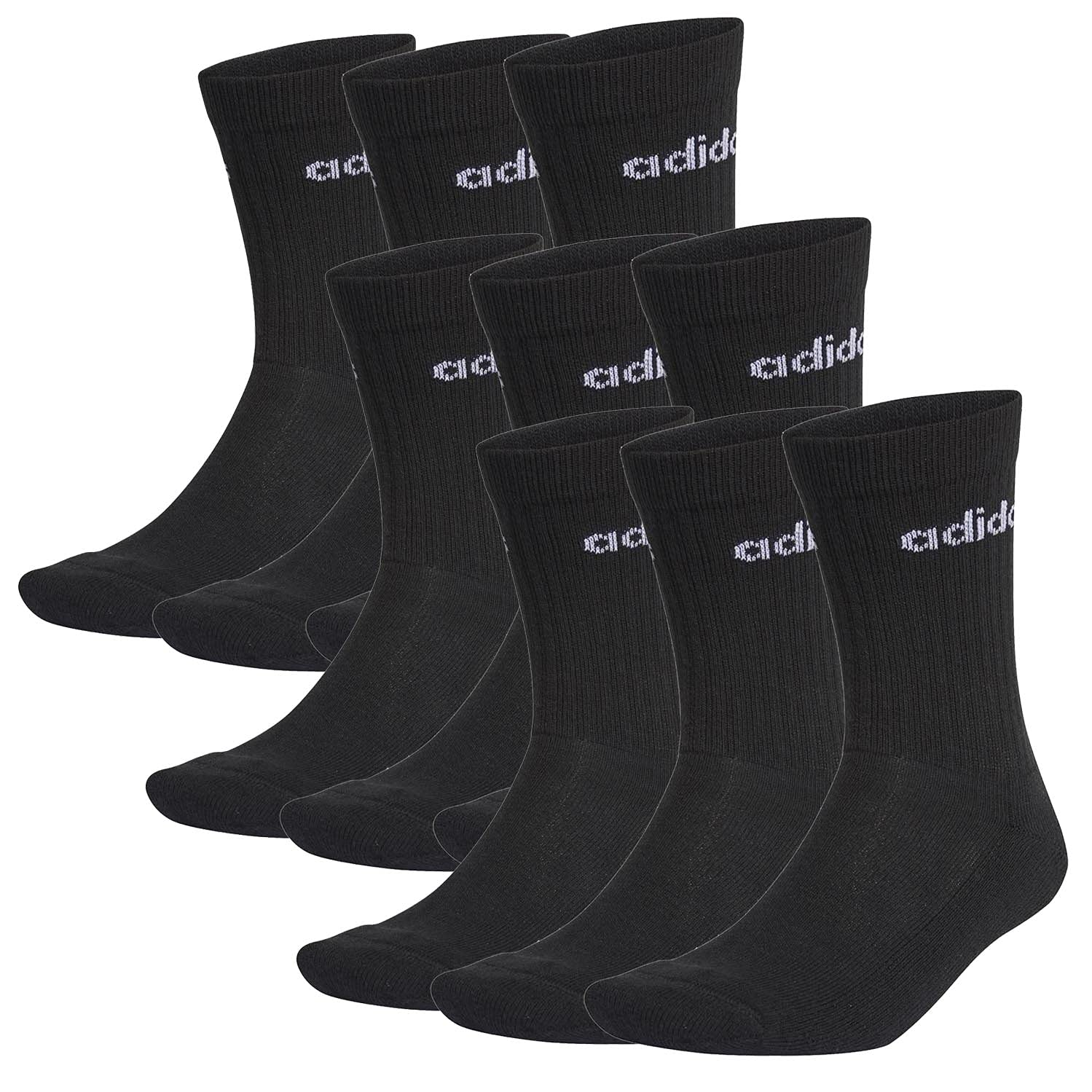 adidas 9 Paar HC CREW 3p Tennissocken Sportspocken Unisex, Farbe:Schwarz, Socken & Strümpfe:40-42