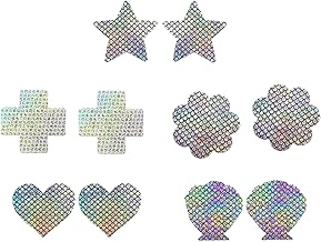 DHWEKU Lot de 10 Cache-tétons Autocollants jetables à Paillettes pour Femme - Motifs Multiples, Multicolore