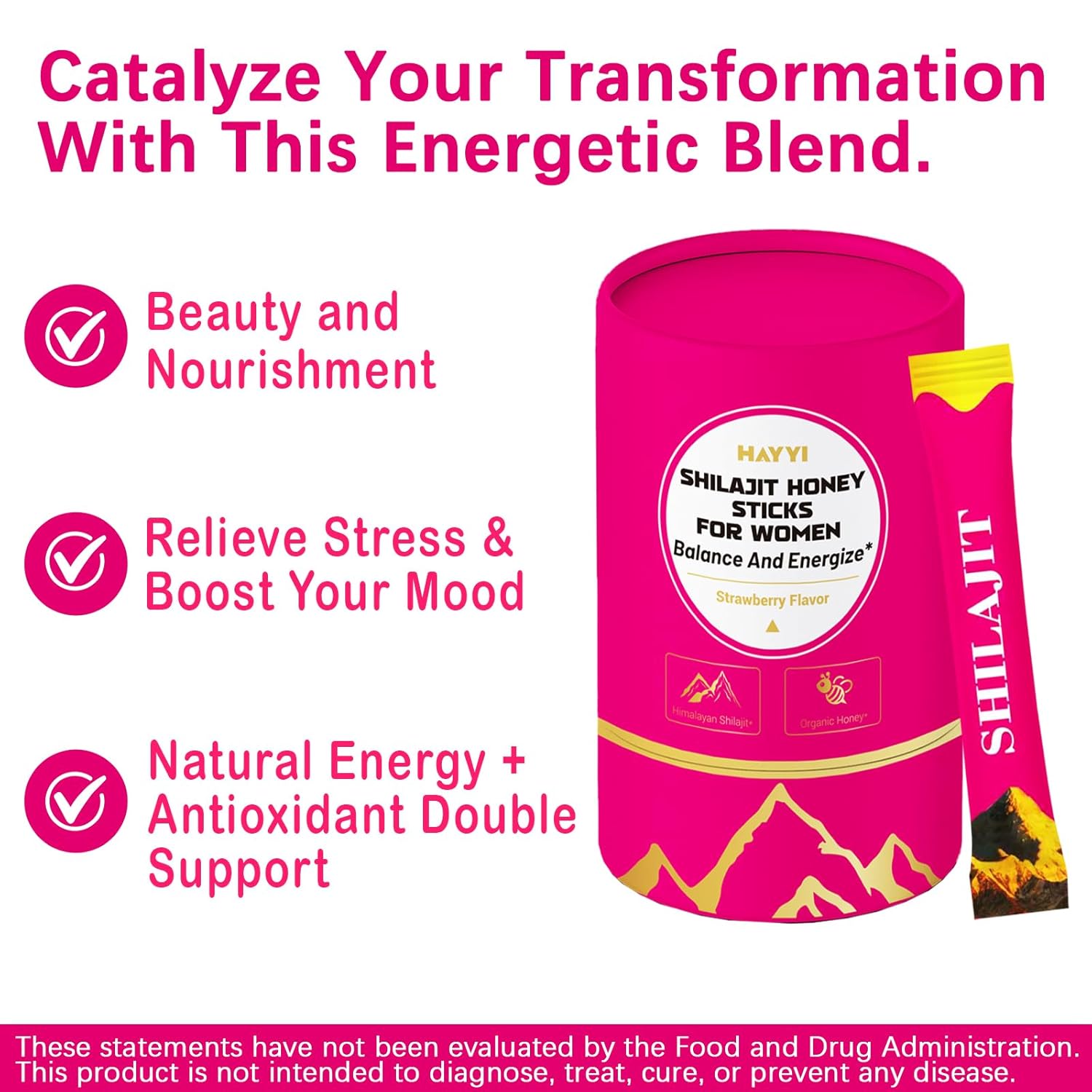 500MG Pure Himalayan Shilajit Honey Sticks with Saffron,Shilajit Honey Sticks for Women with 75%+ Fulvic Acid,85+ Trace Minerals for Enhance Energy&Strength&Immune,Strawberry Honeysticks 30 Sticks - Image 4