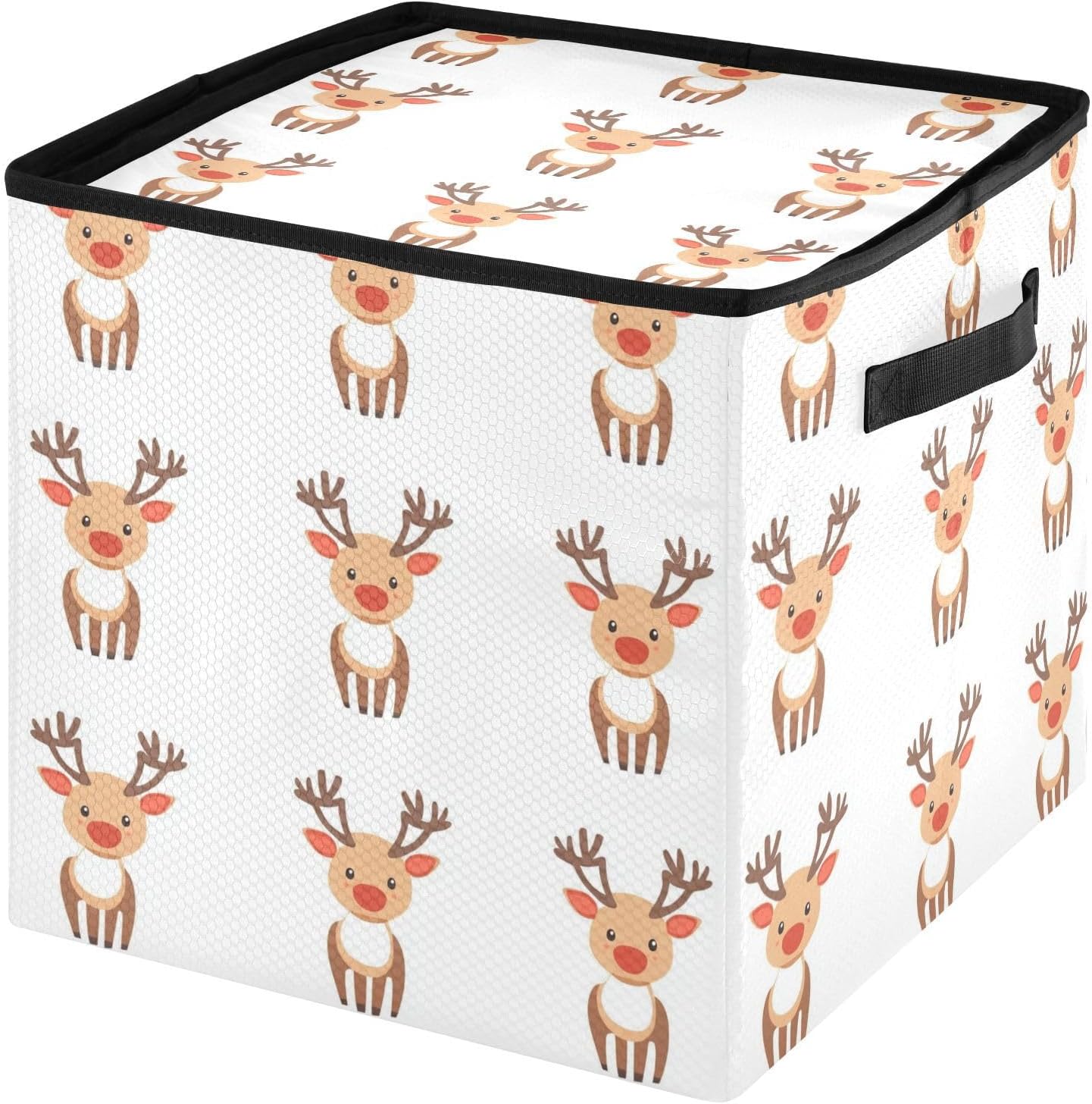 High Capacity Christmas ornament storage bag Holds Up to 64, Adjustable Dividers stackable Holiday Storage Case with Lid,Christmas Reindeer