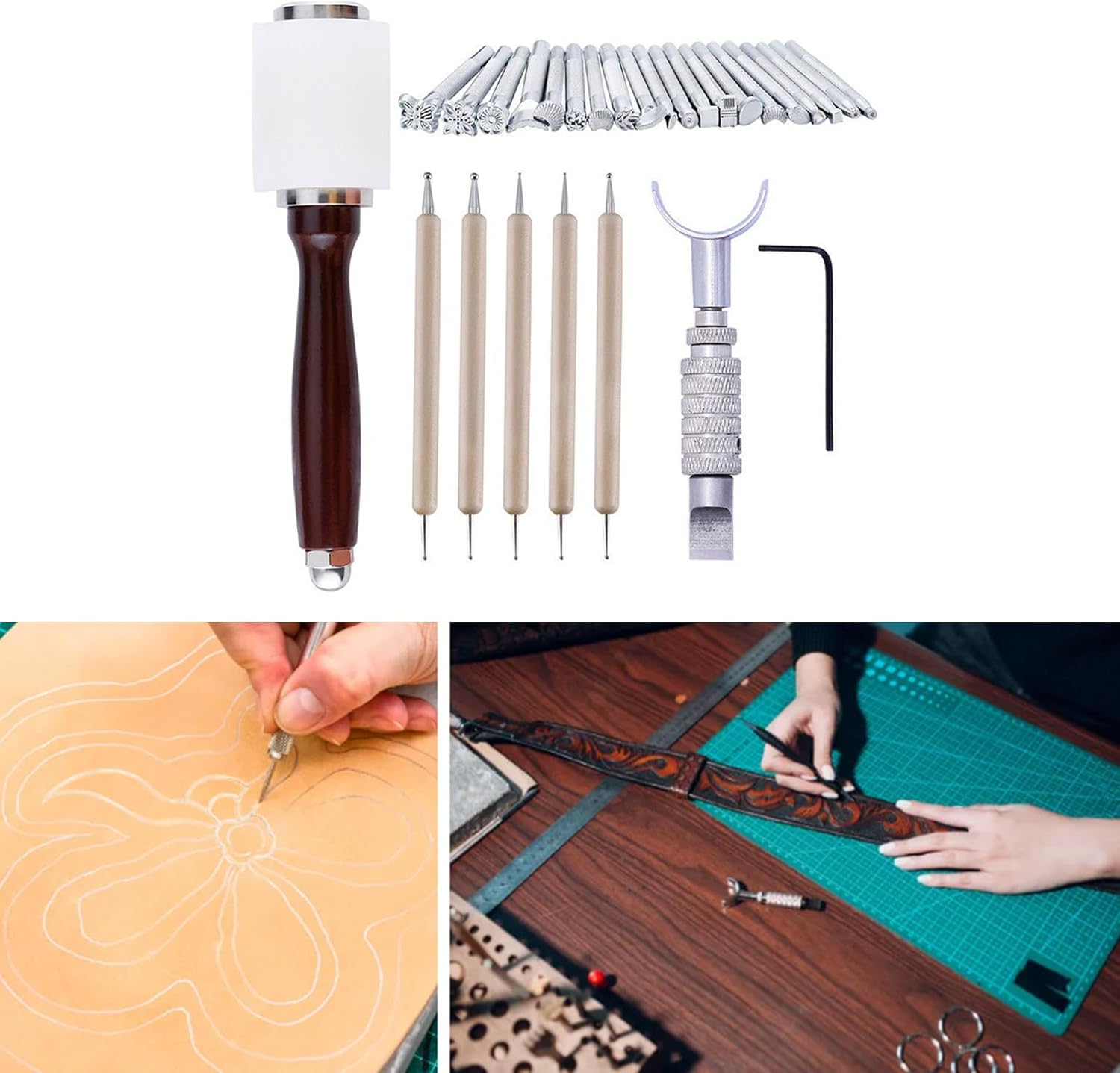 Leather Carving Embossing Tools Different Shape Saddle Making Stamp Tools Set Leather Carving Embossing Tools