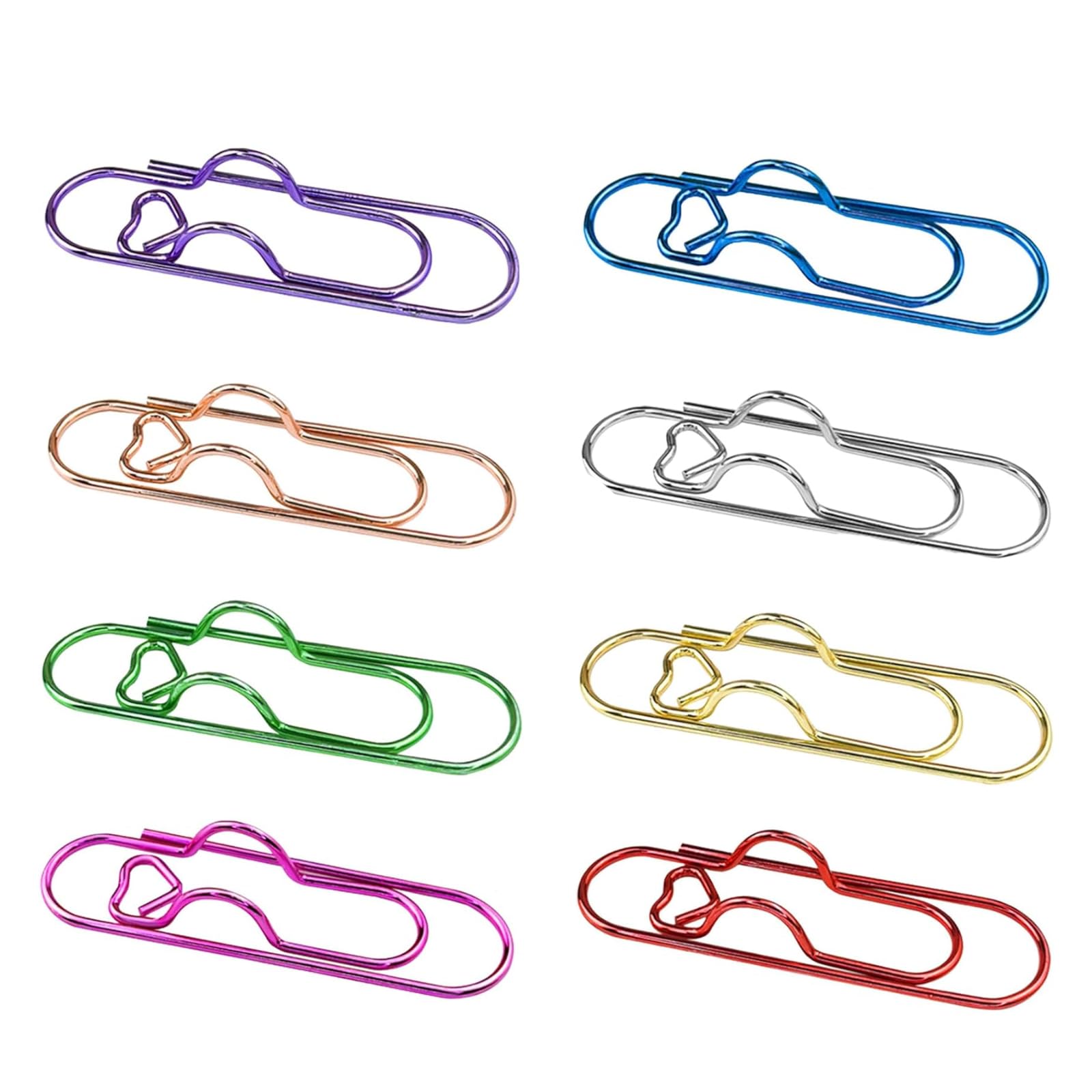SGETHCH 8 Pcs Colorful Metal Pen Holder Clips,Heart Paper Clip Pen Holders,Reusable Pens Holder Clips for Notebooks,Journals,and Planners,Paperclip Pens Holders for Students, Office, and Daily Use