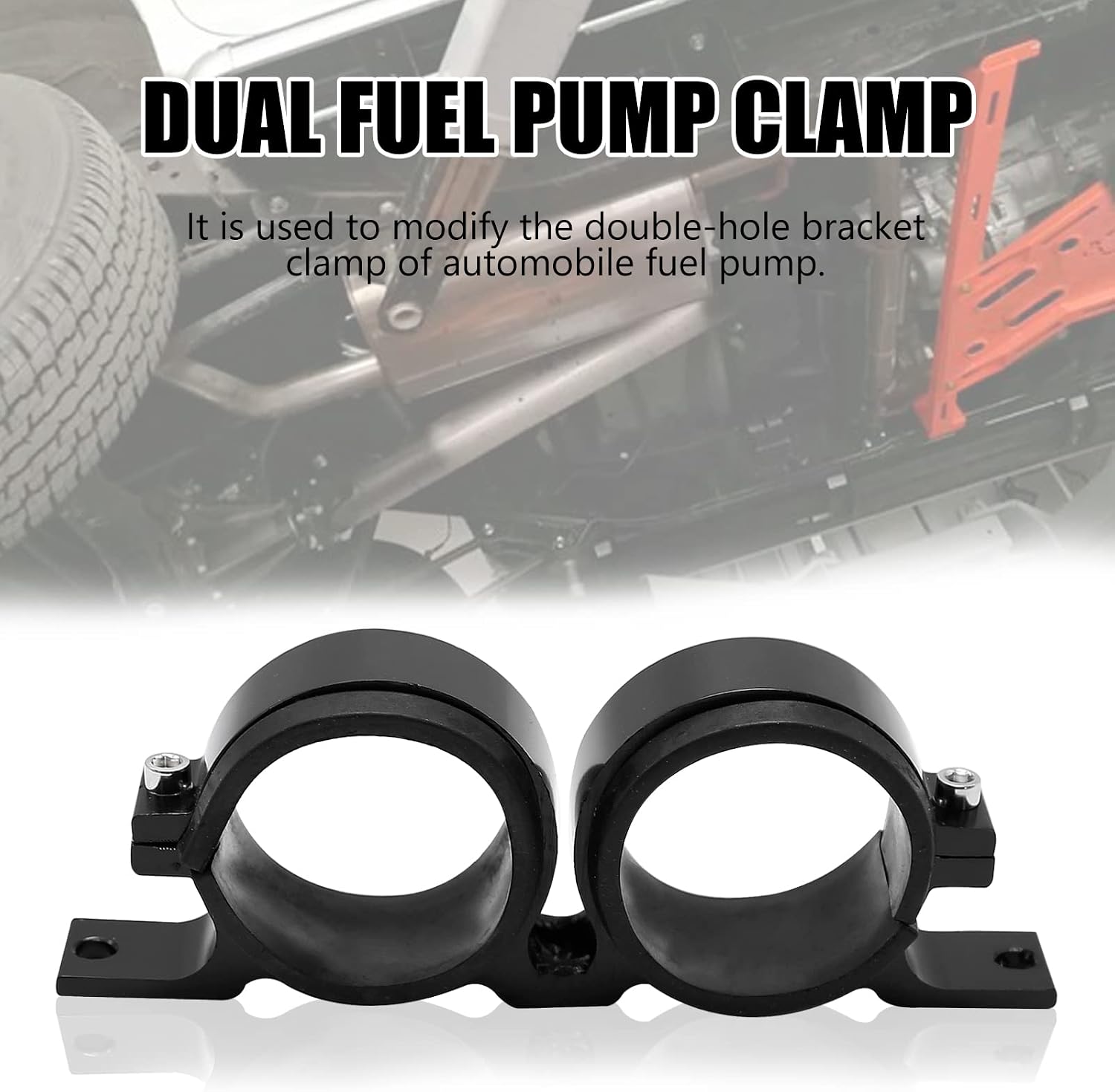 MDEOOSKY Billet Aluminum Dual Fuel Pump Clamp, Black Fuel Pump Bracket 55mm to 70mm Mounting Bracket, Replacement for Bosch 044 380LP