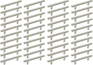 Stanz (TM) 40 Pieces Pcs Stainless Steel Kitchen Cabinet Pull Handles T Bar Pull; Kitchen Cabinet Hardware, Dresser Drawer Handles (6" Overall Length;150mm Total Length. Hole Centers:3-3/4in (96mm))