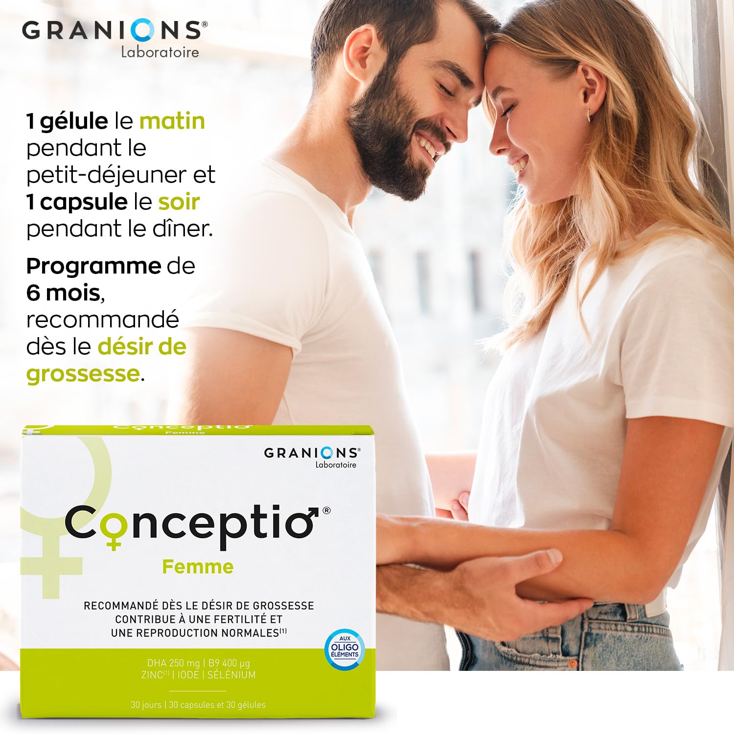 GRANIONS | Duo Conceptio Homme + Conceptio Femme | Contribue à la fertilité du couple | Vitamines, Acide Aminés, Acide Gras (Dha), Oligoéléments | Marque Française | Programme De 30 Jours