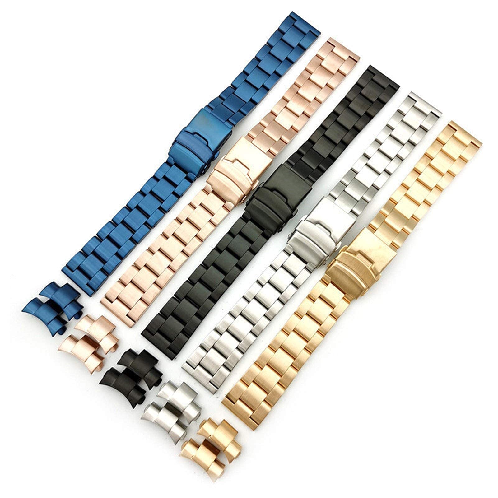 QHQQXN Correa de Reloj, Correa de Acero Inoxidable sólida de 20 mm y 22 mm, Correa Plegable de Metal, Accesorios de Reloj de Pulsera de Repuesto para Hombre