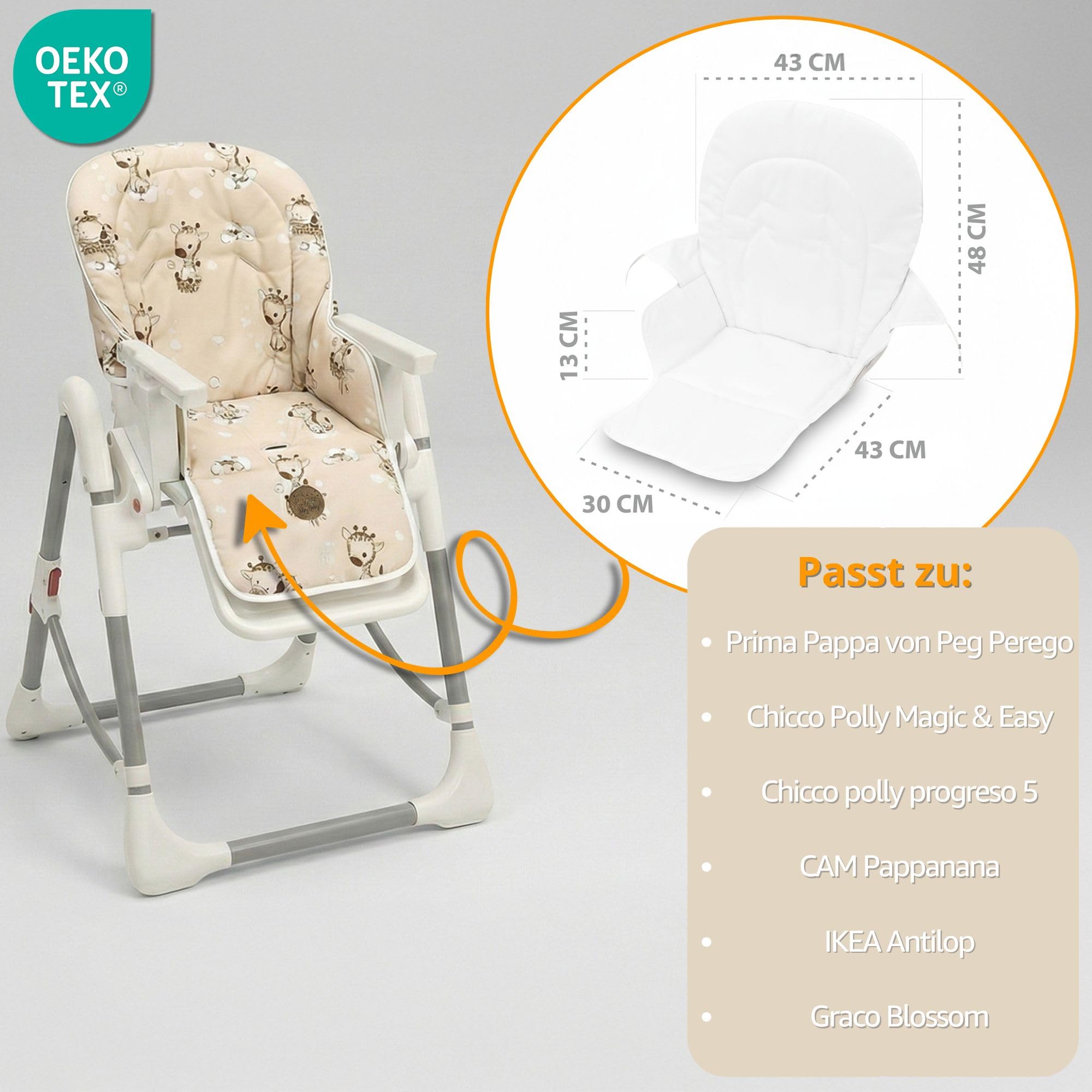 Copri seggiolone pappa universale - copriseggiolone bambino e bambina cuscino imbottitura riduttore per sedia con un rivestimento impermeabile stabile certificato Oeko-Tex Africa