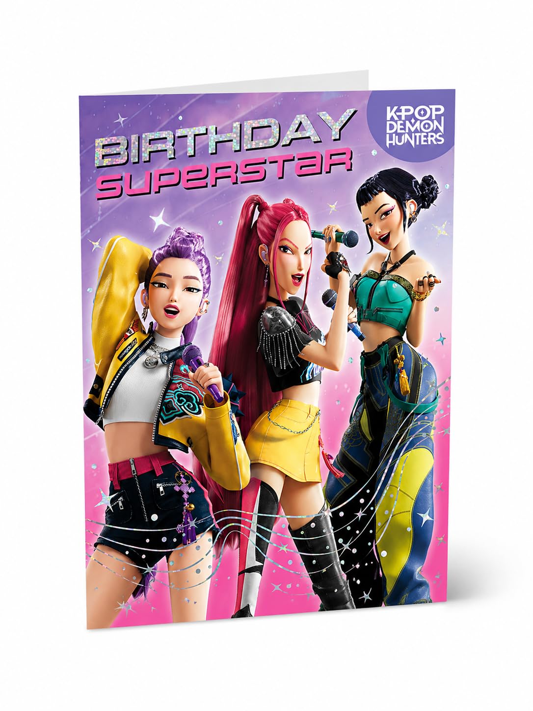 KPOP Demon Hunters Birthday Card 'Birthday Superstar' Fun K-Pop Star Birthday Card for Girls – Colourful Music-Themed