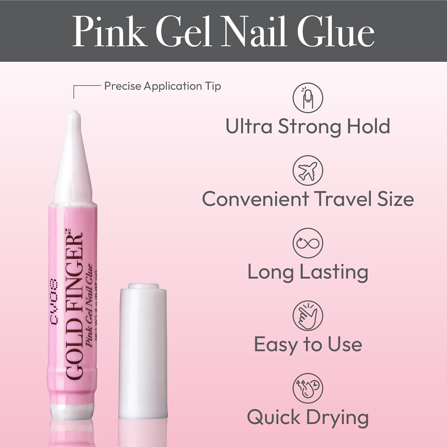 Goldfinger Professional Nail Glue - Super Strong, Fast-Drying, Long-Lasting, Easy Application, Perfect for Acrylic & Press-On Nails, Quick Repair, Pack of 5
