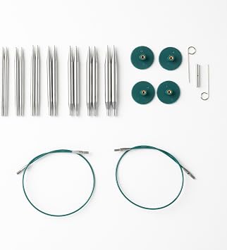 Knit Picks Options 2-3/4" Short Metal Stainless Steel Interchangeable Knitting Needle Set Reflections Stainless Steel