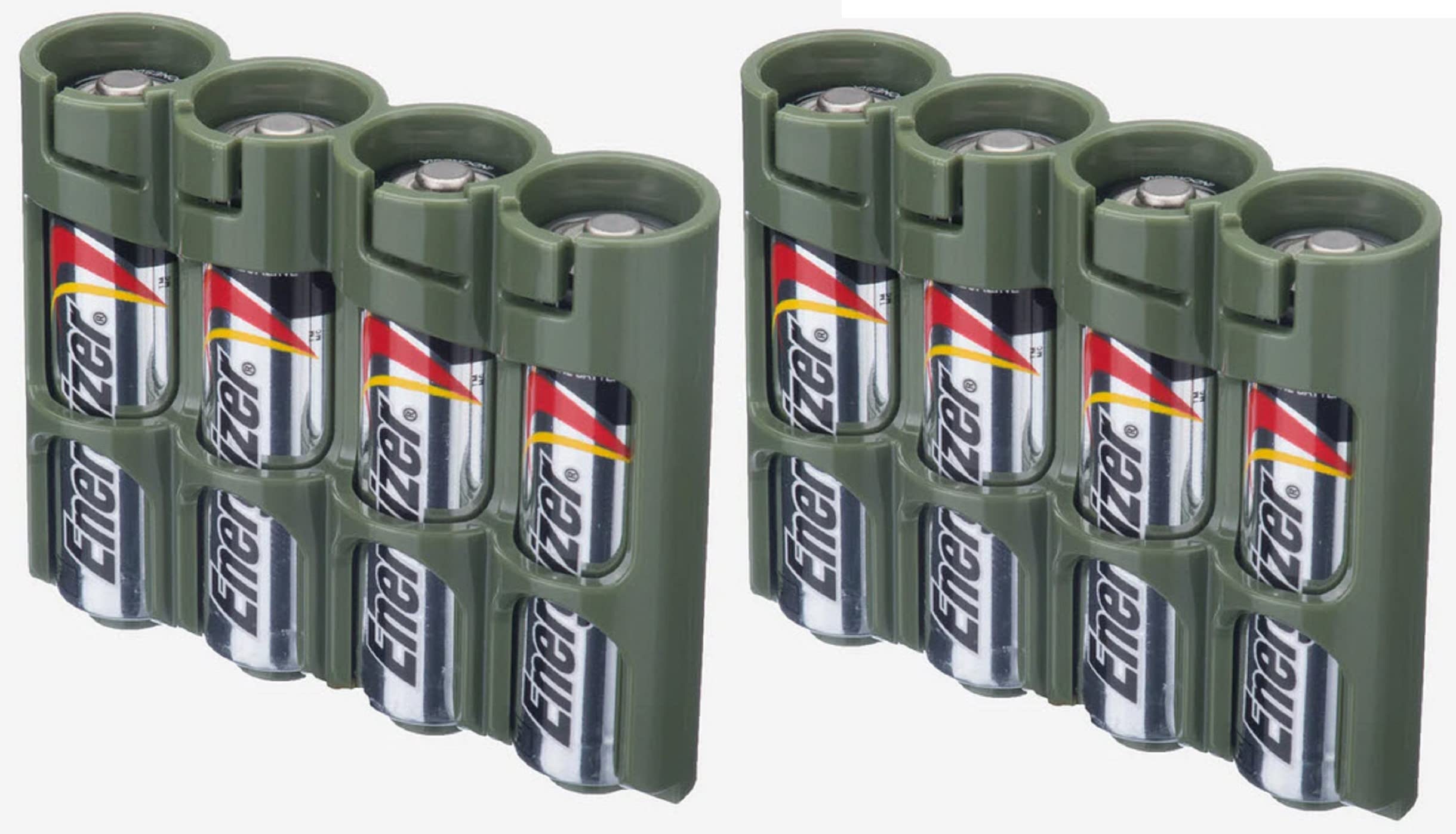 Storacell AA Battery Storage Caddy (2 Pack), Military Green, Holds 4 Batteries (Not Included)