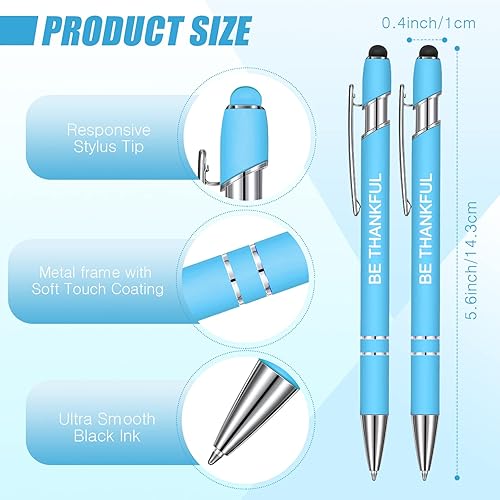 Miniatura 5 de 12 bolígrafos Zonon con citas inspiradoras, lápiz digital (stylus), mensajes motivacionales, de metal, tinta negra, alentadores (estilo Biblia,
