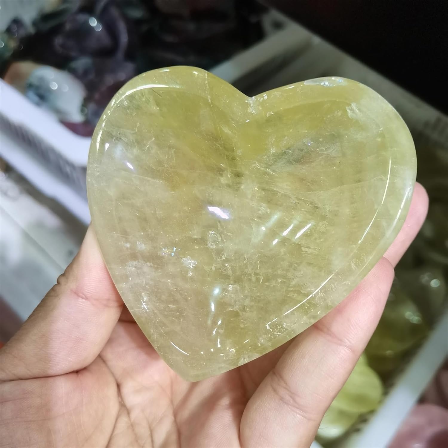 Quartz Cute Cat Shape Bowl Engraved Rose Crystal Home Decor Decor(Heart)