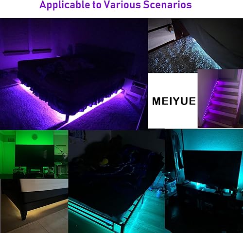 Miniatura 7 de Luces con sensor de movimiento para debajo de la cama, 2 juegos de tiras de luces LED RGB de 9.84 pies con 3 formas de control, 3 modos de trabajo,