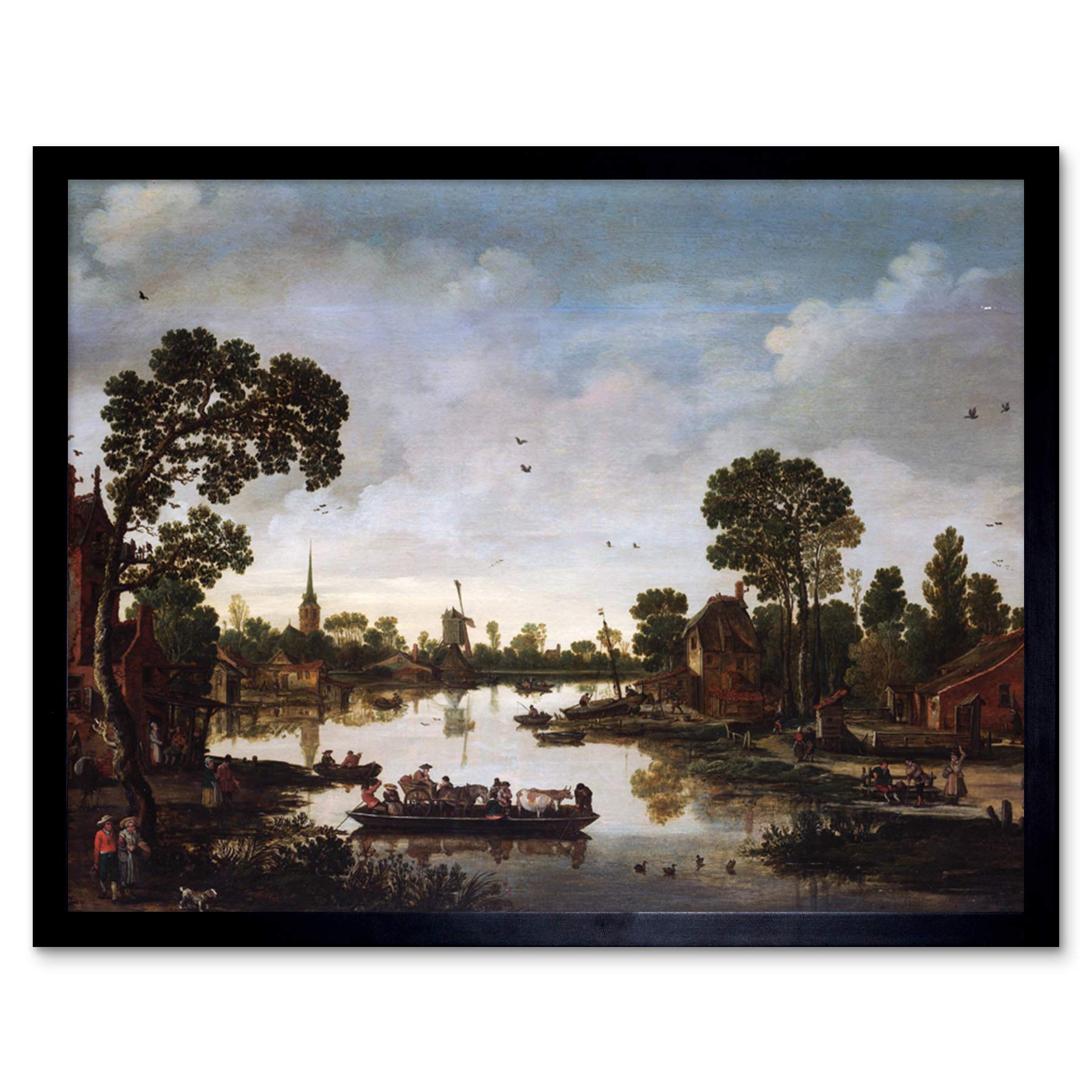 Artery8 Van De Velde Cattle Ferry Boat Landscape Painting Art Print Framed Poster Wall Decor 12x16 inch