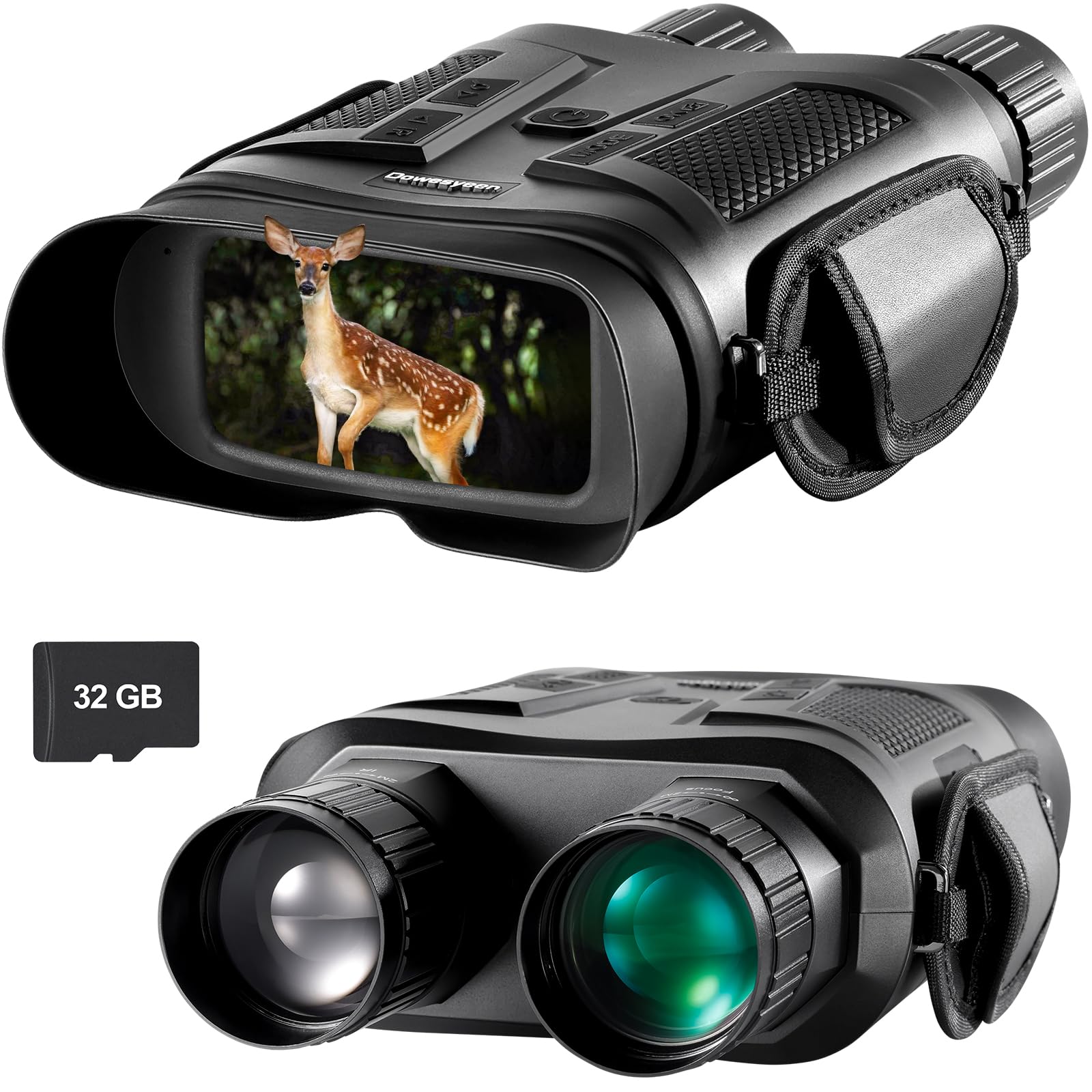 Jumelles Vision Nocturne Numériques 1080P HD - Écran 3" LCD, Zoom 6X, Objectif 42mm | Portée 411m, Carte 32GB – Idéal Camping