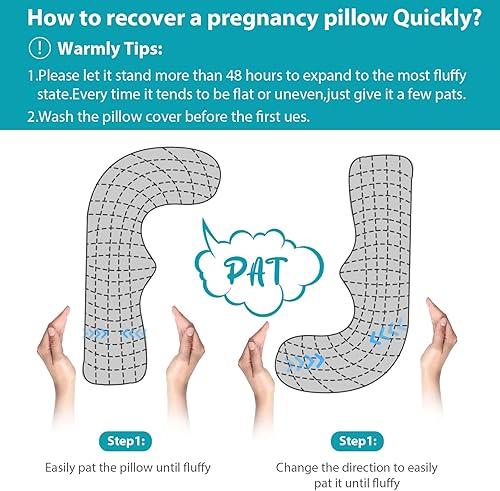 Miniatura 8 de BATTOP Almohadas de embarazo para dormir, almohada de maternidad con funda de enfriamiento, soporte para vientre, caderas, piernas, imprescindible